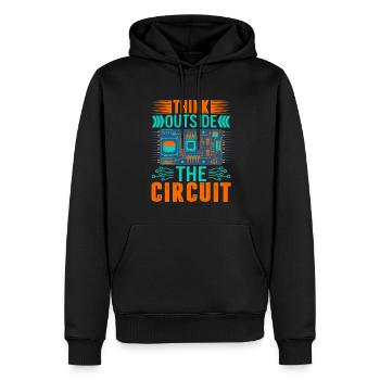 Denken Sie außerhalb des Kreislaufs. - Männer Premium Bio Hoodie - Schwarz - Vorne - Nico (187cm)