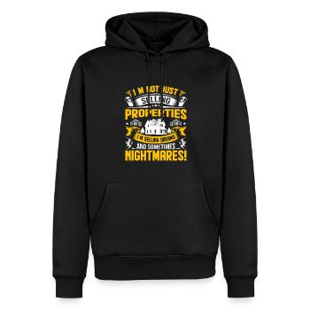 Je ne vends pas seulement des propriétés ; Je vends du rêve - Sweat à capuche Premium bio Homme - noir - Devant - Nico (187cm)