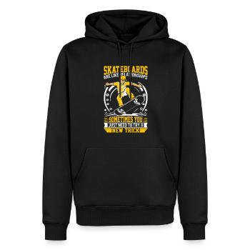 Skateboards sind wie Beziehungen: Manchmal - Männer Premium Bio Hoodie - Schwarz - Vorne - Nico (187cm)