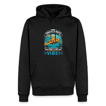Sonnenuntergänge und Meeresschildkröten jagen – das ist mein Vibe! - Männer Premium Bio Hoodie - Schwarz - Vorne - Nico (187cm)
