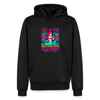 Saltwater heals everything - especially mermaids! - Men’s Premium Organic Hoodie - black - Front - Nico (187cm)
