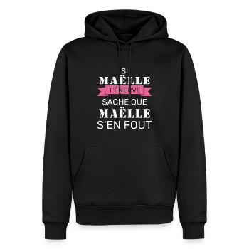 Si Gaëlle t'énerve sache que Gaëlle s'en fout - Sweat à capuche Premium bio Homme - noir - Devant - Nico (187cm)