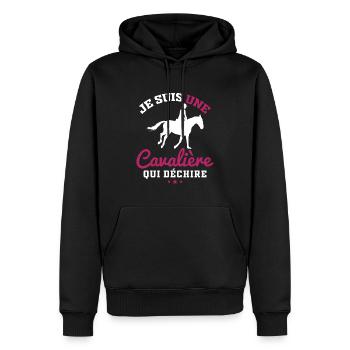 Ich bin ein Reiter, der Geschenke zerreißt - Männer Premium Bio Hoodie - Schwarz - Vorne - Nico (187cm)