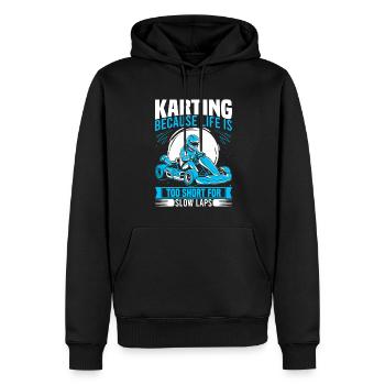 Kartfahren: weil das Leben zu kurz ist für langsame Runden. - Männer Premium Bio Hoodie - Schwarz - Vorne - Nico (187cm)
