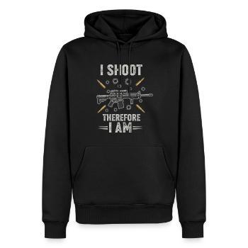 Je tire, donc je suis. - Sweat à capuche Premium bio Homme - noir - Devant - Nico (187cm)