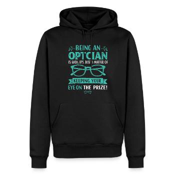 Être opticien est facile ; C’est juste une question de K - Sweat à capuche Premium bio Homme - noir - Devant - Nico (187cm)