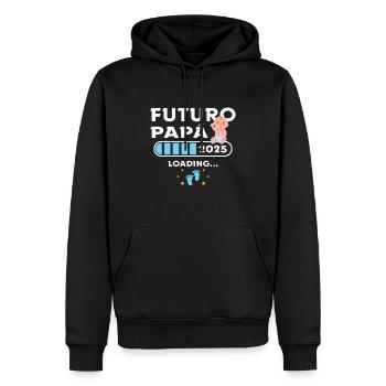 Futur Pape 2025 Première fois Père 2025 - Sweat à capuche Premium bio Homme - noir - Devant - Nico (187cm)