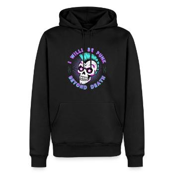 Neon Punk Rock Totenkopf Design - Punk jenseits des Todes 80 - Männer Premium Bio Hoodie - Schwarz - Vorne - Nico (187cm)