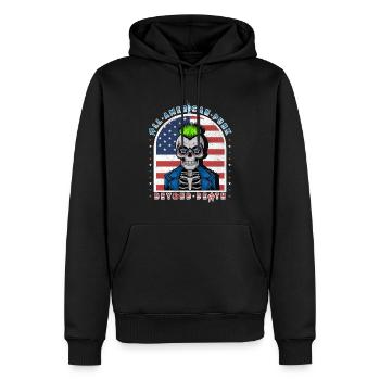 Punk Totenkopf mit Neon-Mohawk und USA-Flagge Hintergrund - Männer Premium Bio Hoodie - Schwarz - Vorne - Nico (187cm)