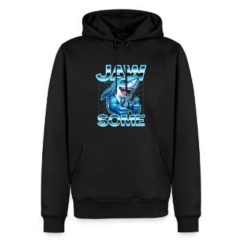 Jawsome dessin animé requin pouces vers le haut design rétro - Sweat à capuche Premium bio Homme - noir - Devant - Nico (187cm)