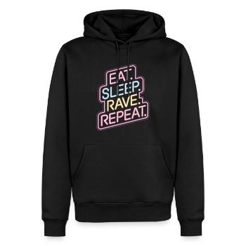 Eat Sleep Rave Repeat - Neon Sign Design - Männer Premium Bio Hoodie - Schwarz - Vorne - Nico (187cm)