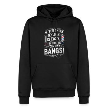 Si vous pensez que mon travail est facile, essayez de couper le vôtre - Sweat à capuche Premium bio Homme - noir - Devant - Nico (187cm)