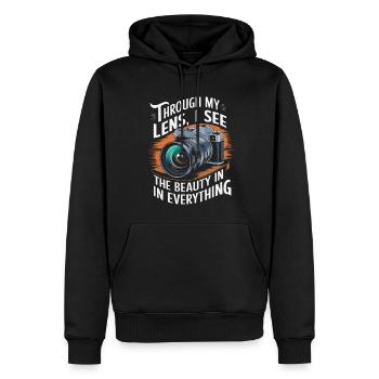 À travers mon objectif, je vois la beauté dans tout. - Sweat à capuche Premium bio Homme - noir - Devant - Nico (187cm)