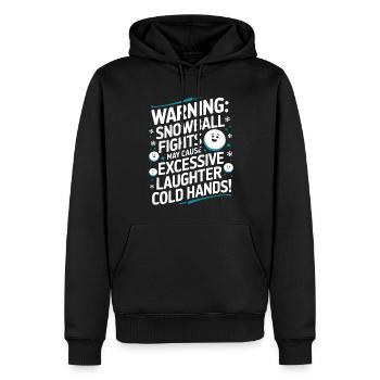 Avertissement : les batailles de boules de neige peuvent provoquer des rires excessifs - Sweat à capuche Premium bio Homme - noir - Devant - Nico (187cm)