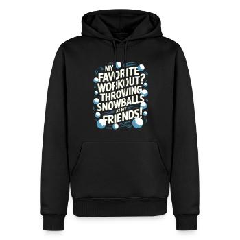 Mein Lieblingstraining? Schneebälle auf meine Pommes werfen - Männer Premium Bio Hoodie - Schwarz - Vorne - Nico (187cm)