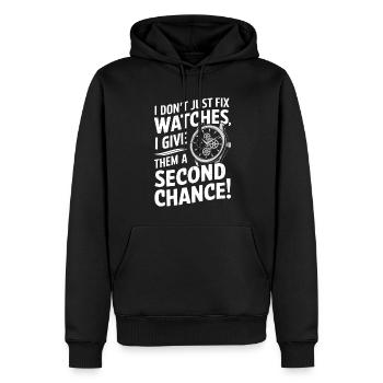 Ich repariere nicht nur Uhren; Ich gebe ihnen einen zweiten Cha - Männer Premium Bio Hoodie - Schwarz - Vorne - Nico (187cm)