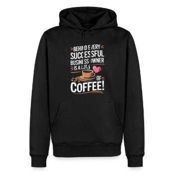 Derrière chaque propriétaire d’entreprise prospère se cache beaucoup de - Sweat à capuche Premium bio Homme - noir - Devant - Nico (187cm)