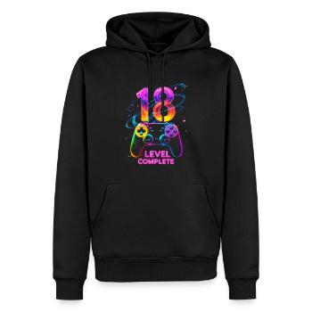 Cadeau d’anniversaire 18e Jeune homme Niveau Complet - Sweat à capuche Premium bio Homme - noir - Devant - Nico (187cm)