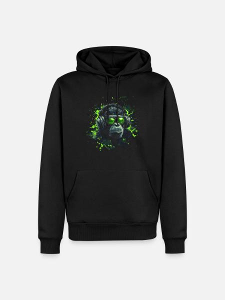 DJ Cool Outfit Pop Art Techno Festival Affe - Männer Premium Bio Hoodie - Schwarz
