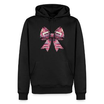 Coquette Bow Cassette Band Pattern 80s Retro - Men’s Premium Organic Hoodie - black - Front - Nico (187cm)