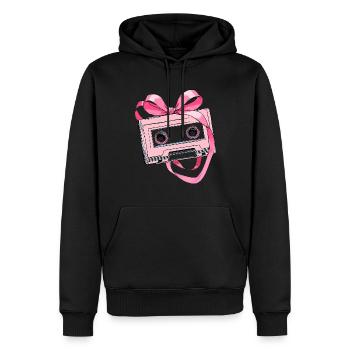 Coquette Bow Kassettenband 80er Jahre Retro - Männer Premium Bio Hoodie - Schwarz - Vorne - Nico (187cm)