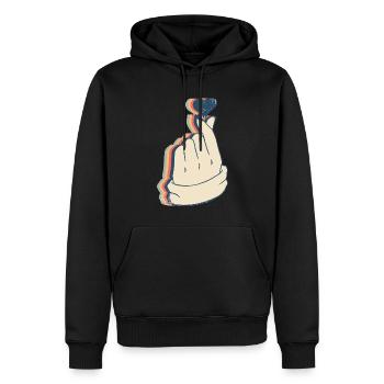 Saranghae Kpop Doigt Coeur Kdrama Rétro Line Art - Sweat à capuche Premium bio Homme - noir - Devant - Nico (187cm)