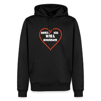 Herzlich Willkommen Shirt für Paare - Männer Premium Bio Hoodie - Schwarz - Vorne - Nico (187cm)