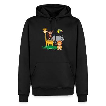 Birthday Lion Zoo Animals Cake Giraffe Gift - Men’s Premium Organic Hoodie - black - Front - Nico (187cm)