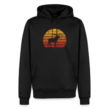 Elk Antler Deer Moose Vintage Norvège Cadeau - Sweat à capuche Premium bio Homme - noir - Devant - Nico (187cm)
