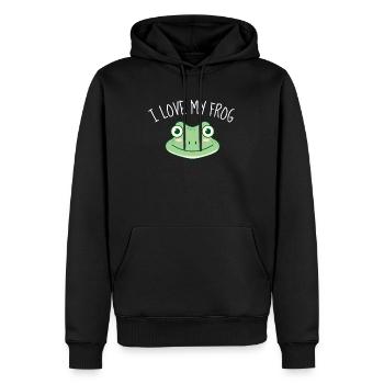 Grenouilles J’adore mon cadeau de crapaud grenouille - Sweat à capuche Premium bio Homme - noir - Devant - Nico (187cm)