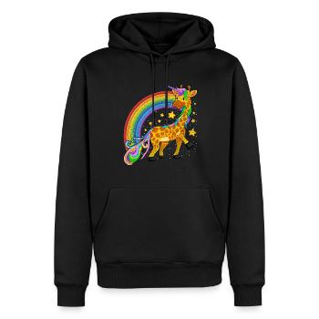 Fantasy Märchen Tier Regenbogen Giraffe Einhorn - Männer Premium Bio Hoodie - Schwarz - Vorne - Nico (187cm)