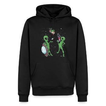Étranger - Sweat à capuche Premium bio Homme - noir - Devant - Nico (187cm)