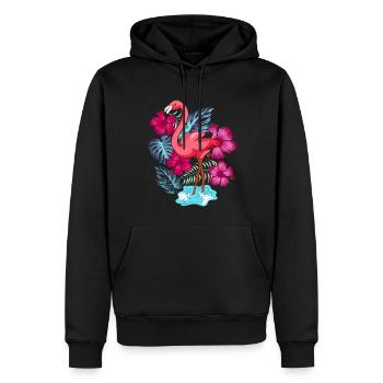 Tropisches Tier Sommer Geschenk Rosa Flamingo - Männer Premium Bio Hoodie - Schwarz - Vorne - Nico (187cm)