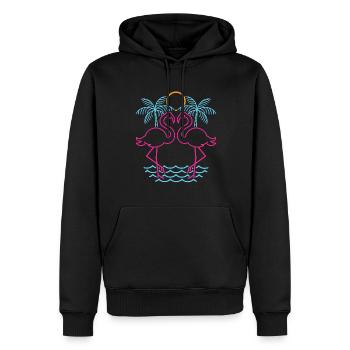 Retro Sommer Tropen Vogel Geschenk Rosa Flamingo - Männer Premium Bio Hoodie - Schwarz - Vorne - Nico (187cm)