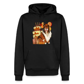 Long Hair Collie Dog Birthday Gift Idea Collie - Men’s Premium Organic Hoodie - black - Front - Nico (187cm)