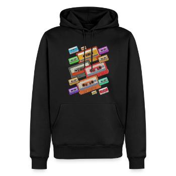 Music Gift Idea 80s Retro Cassette - Men’s Premium Organic Hoodie - black - Front - Nico (187cm)