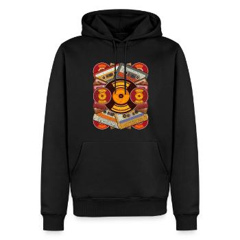 Cassette cadeau rétro eighties de musique des années 80 - Sweat à capuche Premium bio Homme - noir - Devant - Nico (187cm)