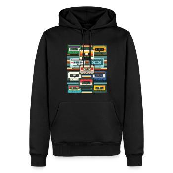 Eighties Retro 80s Cassette - Sweat à capuche Premium bio Homme - noir - Devant - Nico (187cm)