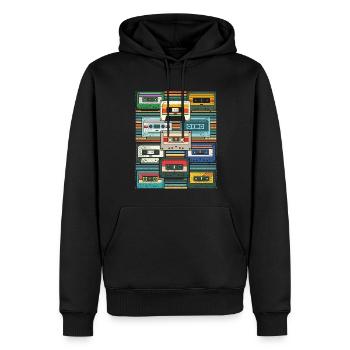 80s Music Lover Gift Retro Cassette - Men’s Premium Organic Hoodie - black - Front - Nico (187cm)
