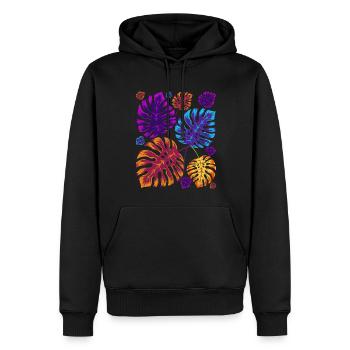 Feuilles tropicales colorées Gardener Gift Monstera - Sweat à capuche Premium bio Homme - noir - Devant - Nico (187cm)