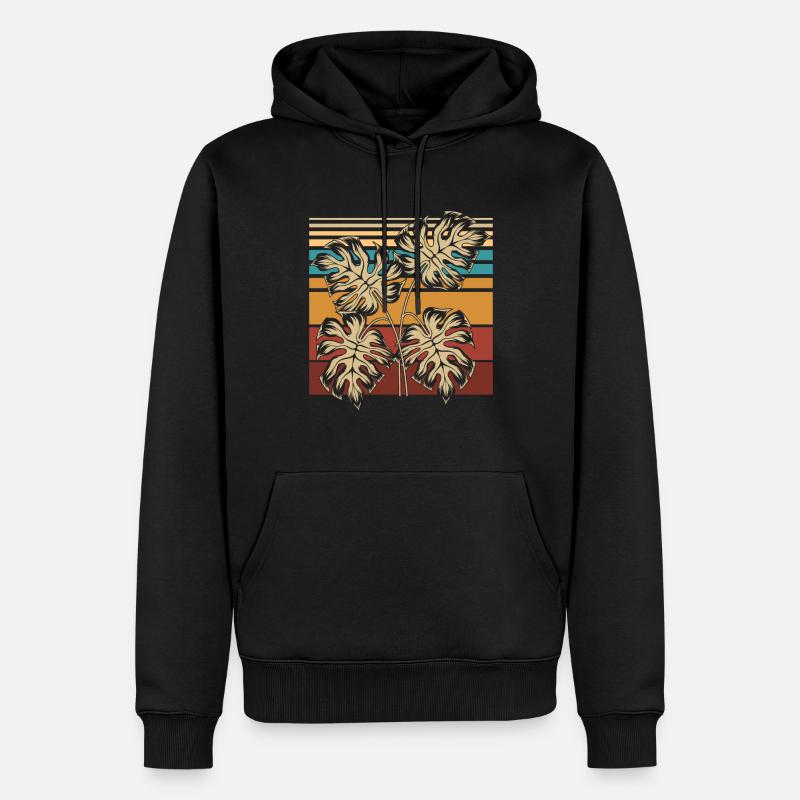 Monstera rétro - Sweat à capuche Premium bio Homme - noir