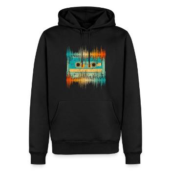 Retro Cassette Musique Cadeau Musicien Soundwave - Sweat à capuche Premium bio Homme - noir - Devant - Nico (187cm)