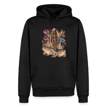 Vintage Animal Motif Gift Frog Animal Toad - Men’s Premium Organic Hoodie - black - Front - Nico (187cm)