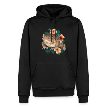Natur Blumen Frosch Amphibien Geschenk Kröte - Männer Premium Bio Hoodie - Schwarz - Vorne - Nico (187cm)