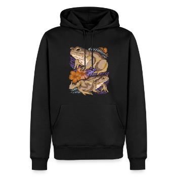 Vintage Blumen Natur Amphibien Frosch Kröte - Männer Premium Bio Hoodie - Schwarz - Vorne - Nico (187cm)