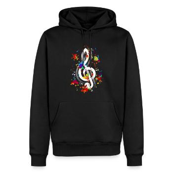 Clé de violon Musique Cadeau Clef - Sweat à capuche Premium bio Homme - noir - Devant - Nico (187cm)