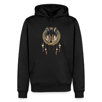 Boho Gift Idea Animal Motif Dream Catcher Wolf - Men’s Premium Organic Hoodie - black - Front - Nico (187cm)