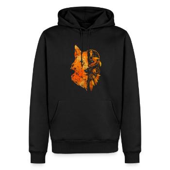 Predator Animal Motif Indien Attrape-rêves Loup - Sweat à capuche Premium bio Homme - noir - Devant - Nico (187cm)
