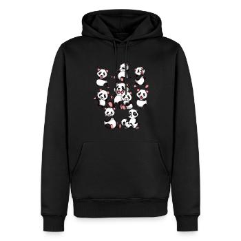 Pandabär - Männer Premium Bio Hoodie - Schwarz - Vorne - Nico (187cm)