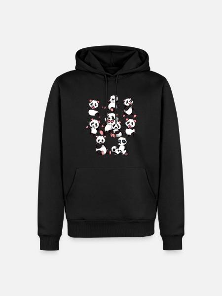 Pandabär - Männer Premium Bio Hoodie - Schwarz